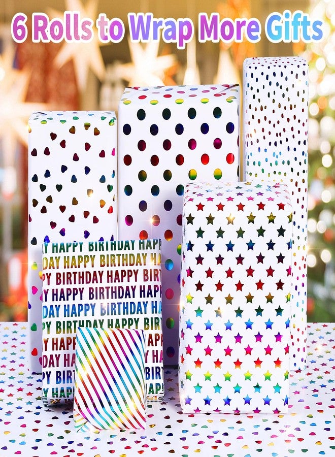 BeadRiver Gift Wrapping Paper 6 PCS Mini Rolls Colorful Printed Design Small Gifts for Birthday Party Holiday Christmas 17 inch x 120 inch - Image 5